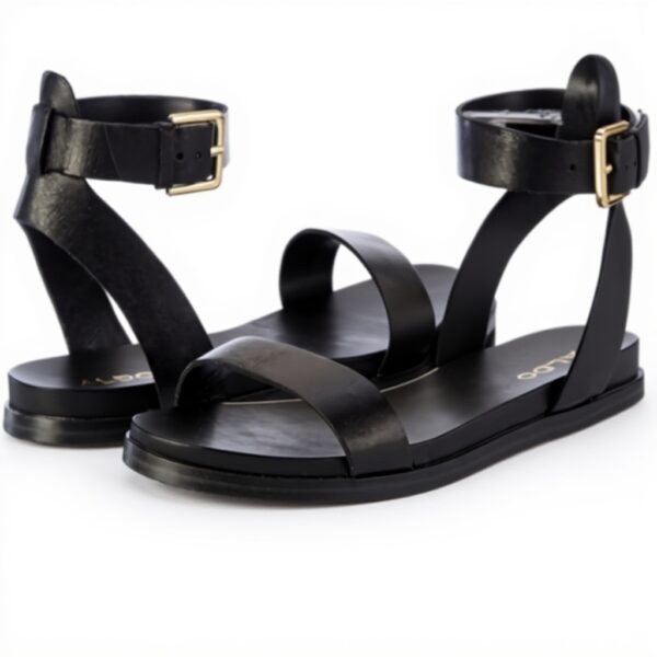 Sandales ALDO Gwenna Femme Cuir Noir Talon Plat