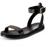 Sandales ALDO Gwenna Femme Cuir Noir Talon Plat