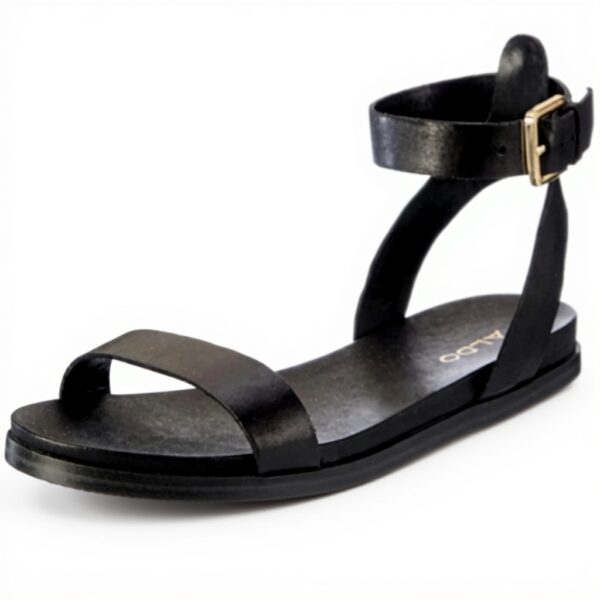 Sandales ALDO Gwenna Femme Cuir Noir Talon Plat