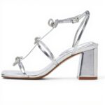 Sandales ALDO Kaeli talon bloc bout carré femme argenté