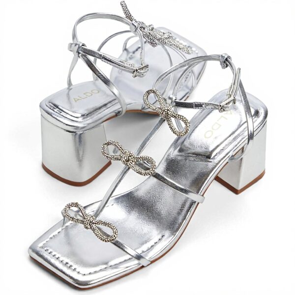 Sandales ALDO Kaeli talon bloc bout carré femme argenté