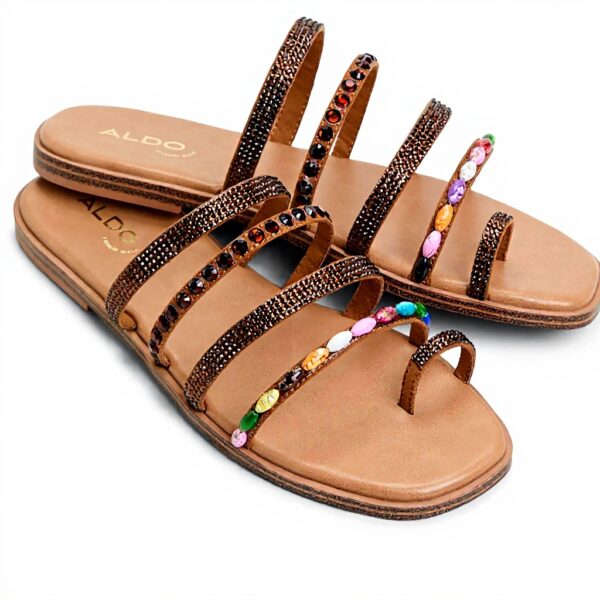 Sandale plate ALDO Femme Lindya textile multicolore doré