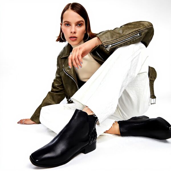 Bottine Chelsea ALDO Femme Cuir Noir Talon Bloc