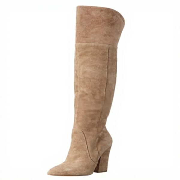 Bottes hautes femme Aldo Leissa cuir talon bloc beige