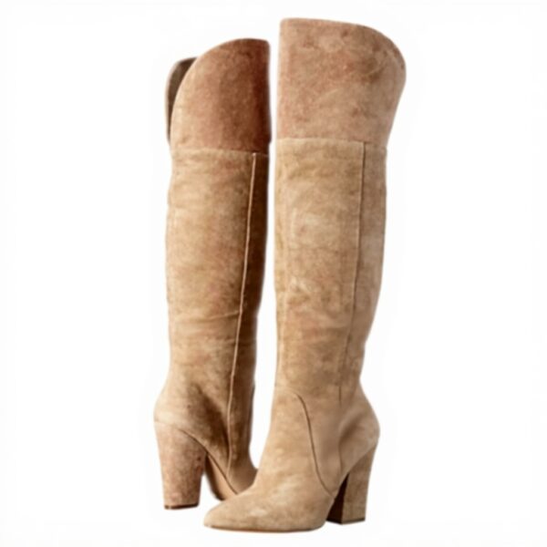 Bottes hautes femme Aldo Leissa cuir talon bloc beige