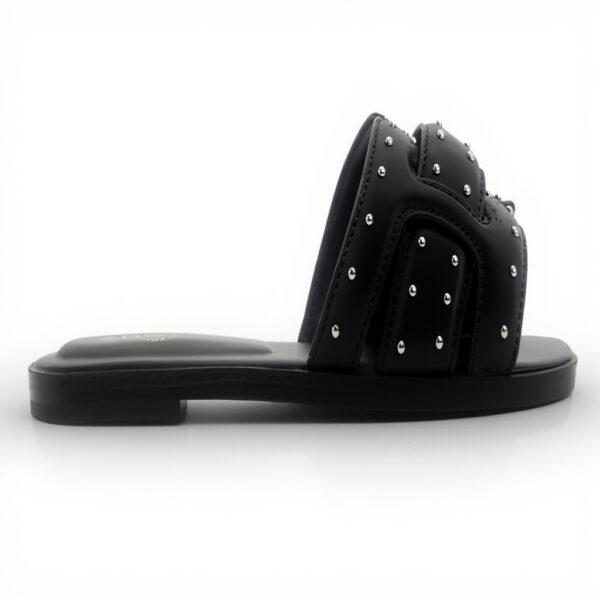 Sandales plates Aldo femme cuir noir design carré Elenaa
