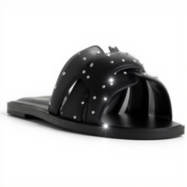 Sandales plates Aldo femme cuir noir design carré Elenaa