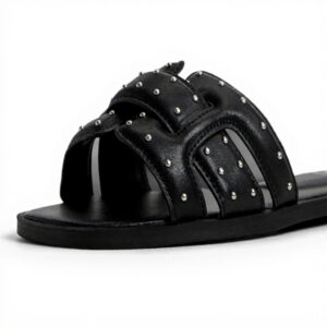Sandales plates Aldo femme cuir noir design carré Elenaa
