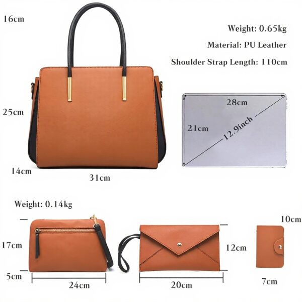 Sac cabas femme FANDARE cuir souple ensemble 4 pièces voyage