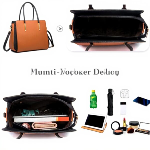 Sac cabas femme FANDARE cuir souple ensemble 4 pièces voyage