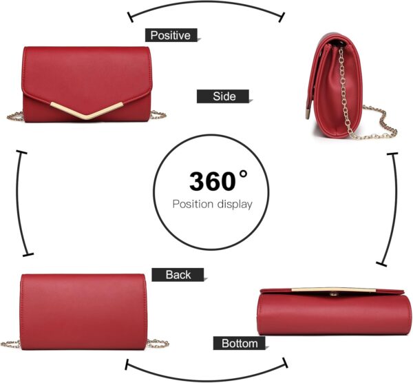 Miss Lulu Pochette soirée femme chaîne dorée PU élégante-3